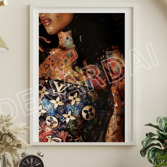 Louis Vuitton TATTOO WOMAN FASHION WALL ART 11X17 PRINT TRENDY ART 3 PIECE SET - Picture 3 of 5